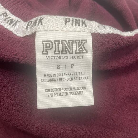Victoria’s Secret PINK Maroon Long Sleeve Crewneck Shirt Sz S PINK Spellout - Picture 3 of 9